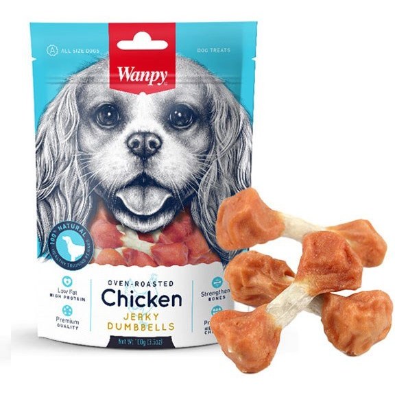 تشویقی سگ ونپی مدل chicken jerky dumbbells وزن 100گرم