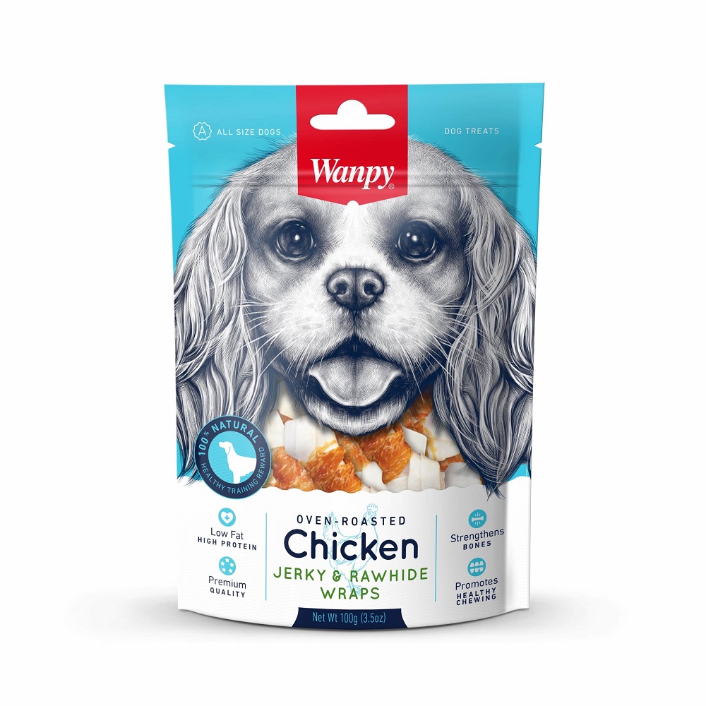 تشویقی سگ ونپی مدل chicken jerky and rawhide wraps وزن 100گرم